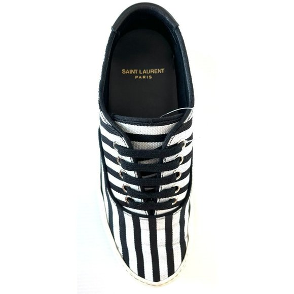 Saint Laurent Black & White Striped Lace-Up Sneakers Size 7.5 (US) 37.5 (IT) - Picture 11 of 11